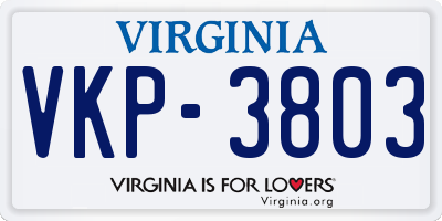 VA license plate VKP3803