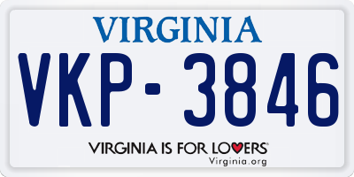 VA license plate VKP3846