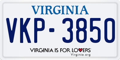 VA license plate VKP3850