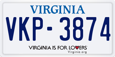 VA license plate VKP3874