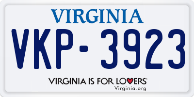 VA license plate VKP3923