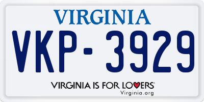 VA license plate VKP3929