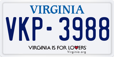 VA license plate VKP3988