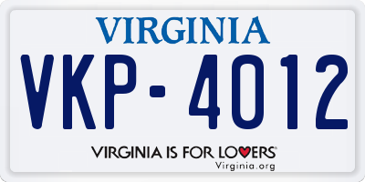 VA license plate VKP4012