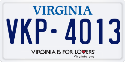 VA license plate VKP4013