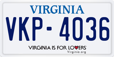 VA license plate VKP4036