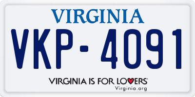 VA license plate VKP4091