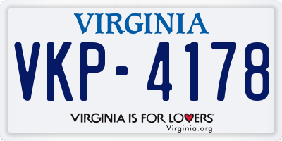 VA license plate VKP4178