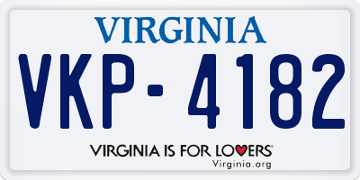 VA license plate VKP4182