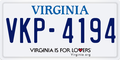 VA license plate VKP4194