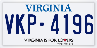 VA license plate VKP4196