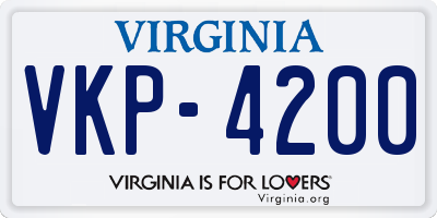 VA license plate VKP4200