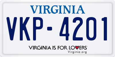 VA license plate VKP4201