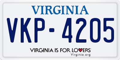 VA license plate VKP4205