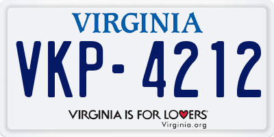 VA license plate VKP4212