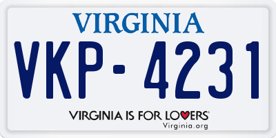 VA license plate VKP4231