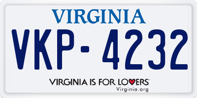VA license plate VKP4232