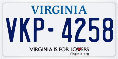 VA license plate VKP4258
