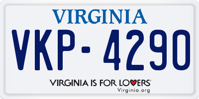 VA license plate VKP4290