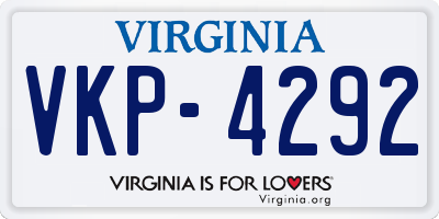 VA license plate VKP4292