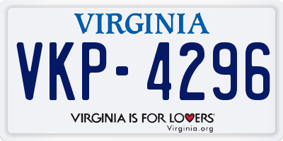 VA license plate VKP4296