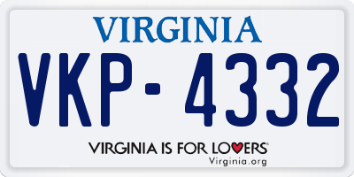 VA license plate VKP4332