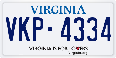 VA license plate VKP4334