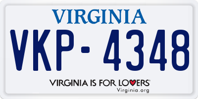 VA license plate VKP4348