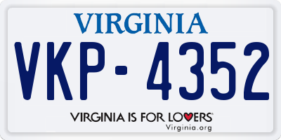 VA license plate VKP4352