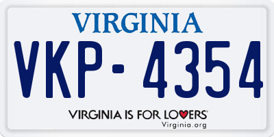 VA license plate VKP4354