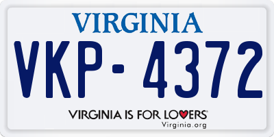 VA license plate VKP4372