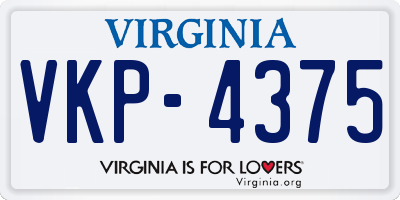 VA license plate VKP4375
