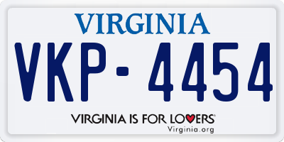 VA license plate VKP4454