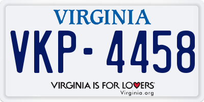 VA license plate VKP4458