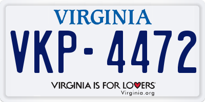 VA license plate VKP4472
