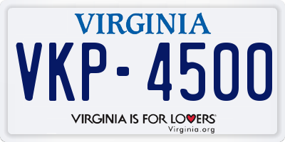 VA license plate VKP4500