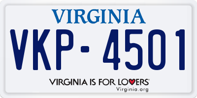 VA license plate VKP4501