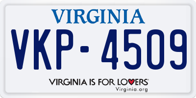 VA license plate VKP4509
