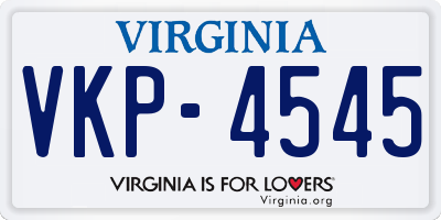 VA license plate VKP4545