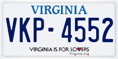 VA license plate VKP4552