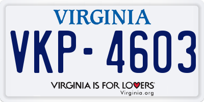 VA license plate VKP4603