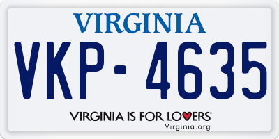 VA license plate VKP4635