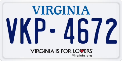 VA license plate VKP4672