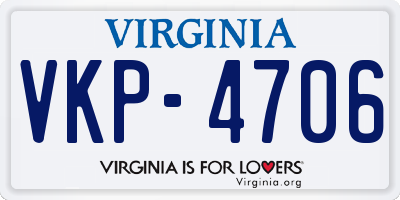 VA license plate VKP4706