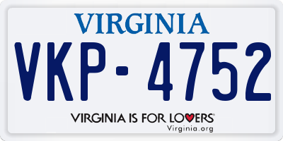 VA license plate VKP4752