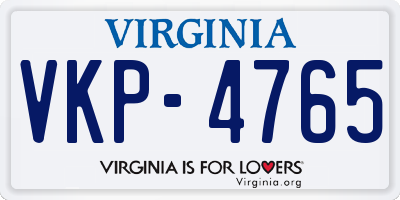 VA license plate VKP4765