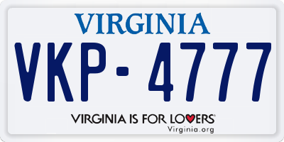 VA license plate VKP4777