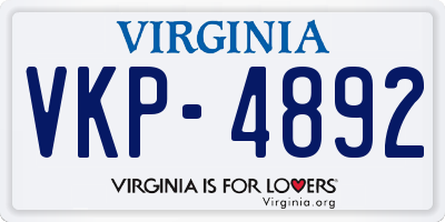 VA license plate VKP4892