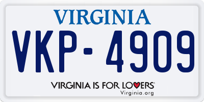 VA license plate VKP4909