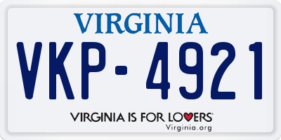 VA license plate VKP4921